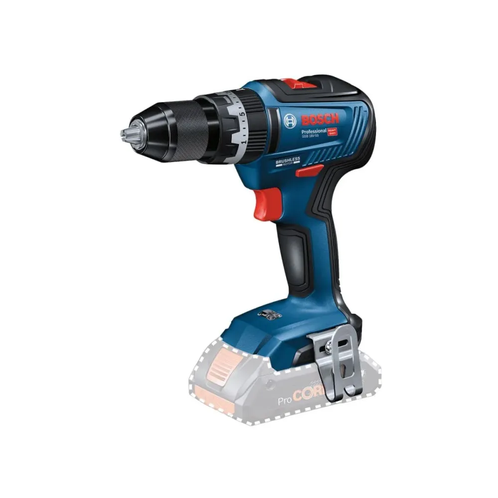 Bosch GSB 18V-55 Brushless Aguerri & High Performance Combi Drill Body Only 06019H5302