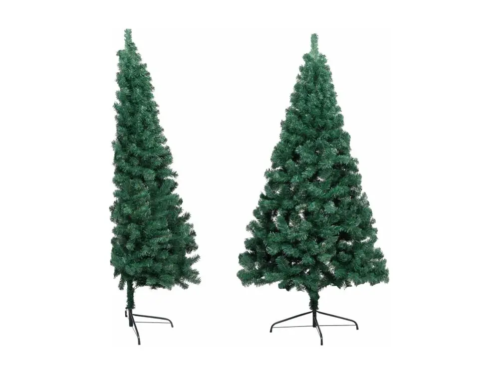 Demi-arbre de Noël artificiel avec LED et boules Vert 240 cm