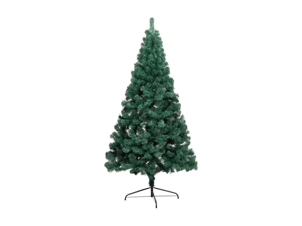 Demi-arbre de Noël artificiel avec LED et boules Vert 240 cm