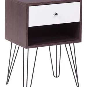 1 Drawer Bedside Table Dark Wood Blanc pur ARVIN