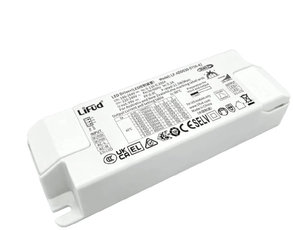 Driver LIFUD DALI/PUSH dimmable 200-240V sortie 9-54V DE BASE en noir mat