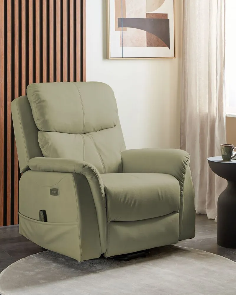 Electric Recliner Chair GLORIE Massage Faux Leather Vert jade