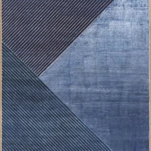 Hand Woven Grey Striped Viscose / Laine Rug