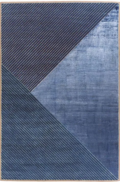 Hand Woven Grey Striped Viscose / Laine Rug