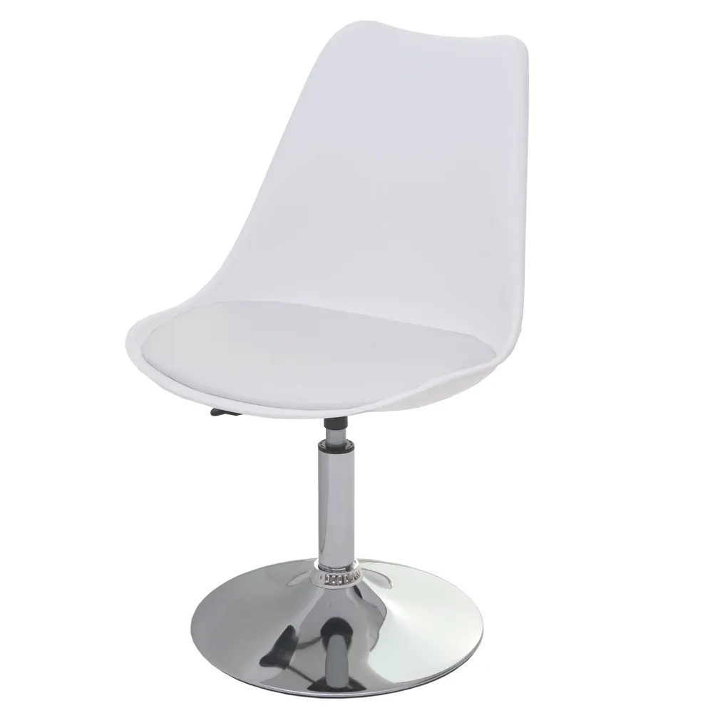 Lot de 6 chaises pivotantes réglables en hauteur en PVC rotatif en VINYLE et plastique blanc piètement chromé 04_0000704