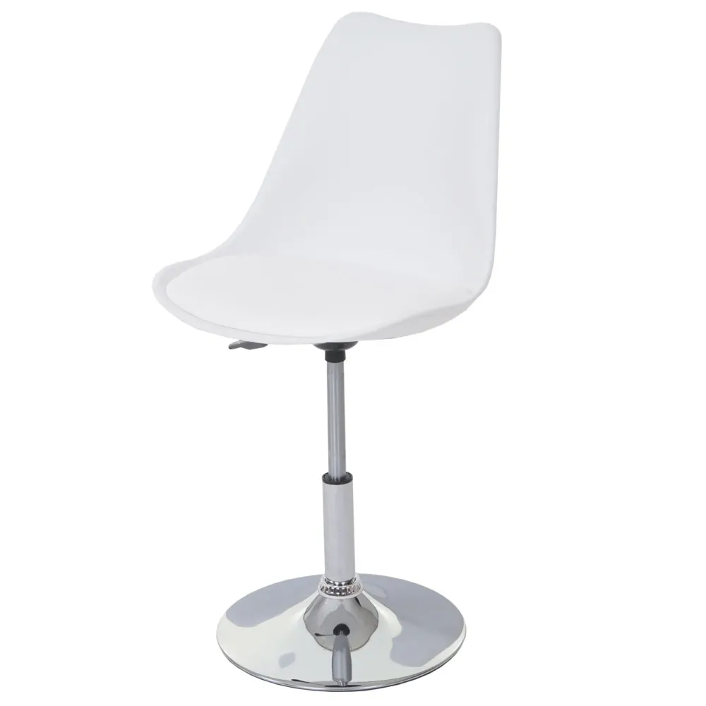 Lot de 6 chaises pivotantes réglables en hauteur en PVC rotatif en VINYLE et plastique blanc piètement chromé 04_0000704