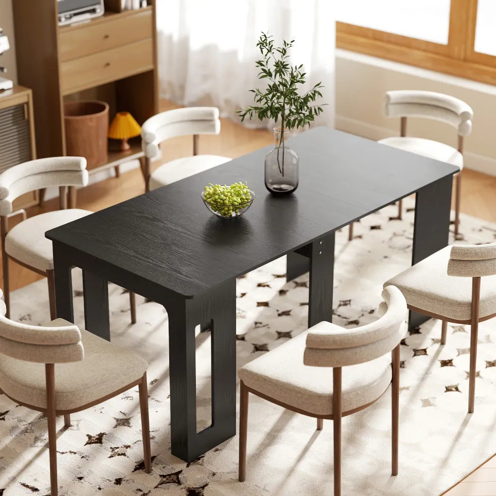 Modu-flex Modulable Dining Table Seats 6 and Converts to Desk - Distressed Black