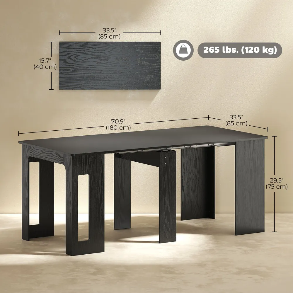 Modu-flex Modulable Dining Table Seats 6 and Converts to Desk - Distressed Black