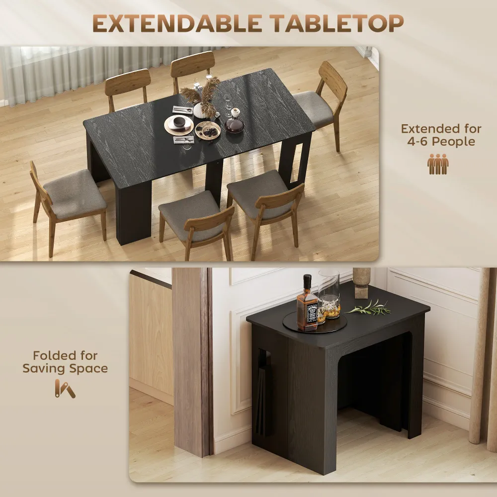 Modu-flex Modulable Dining Table Seats 6 and Converts to Desk - Distressed Black