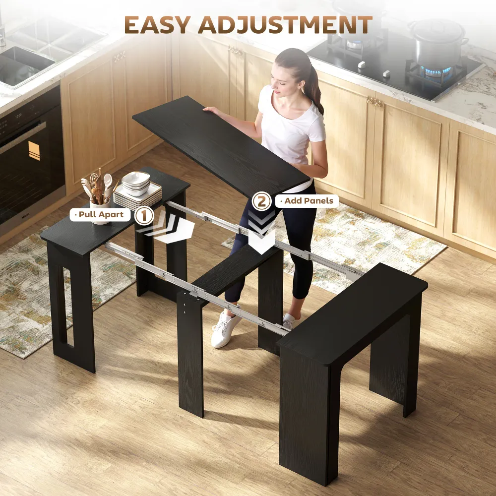 Modu-flex Modulable Dining Table Seats 6 and Converts to Desk - Distressed Black