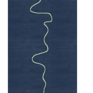 Navy Blue Line Neuf Zealand Wool & Silk Rug avec mousses incluses