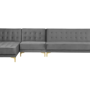 Right Hand Modulaire Velvet Sofa Grey ABERDEEN