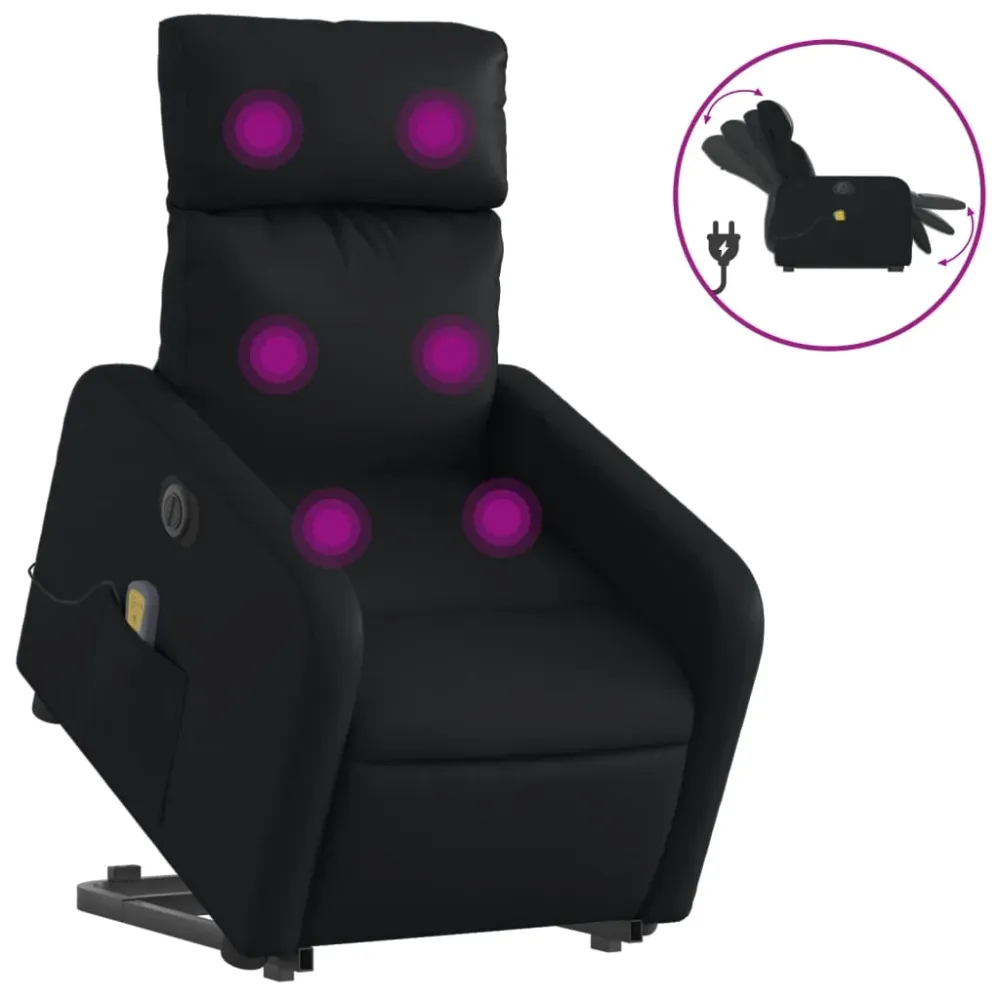 Sangle de fixation Fauteuil de relaxation fonction massage et inclinable levage électrique en VINYLE noir DEC027800