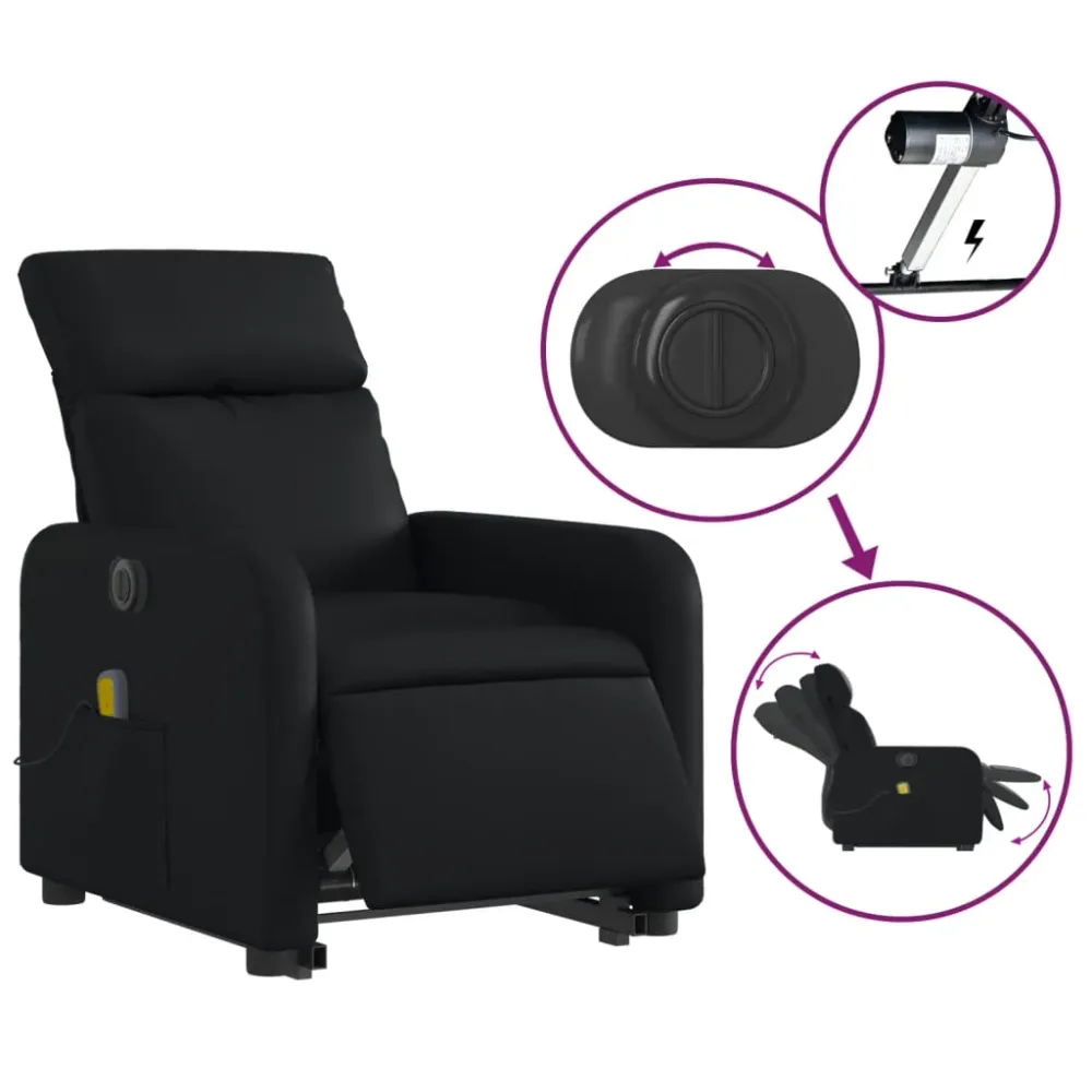 Sangle de fixation Fauteuil de relaxation fonction massage et inclinable levage électrique en VINYLE noir DEC027800
