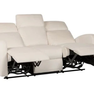 3 Seater Velvet Electric Recliner Sofa Blanc pur VERDAL