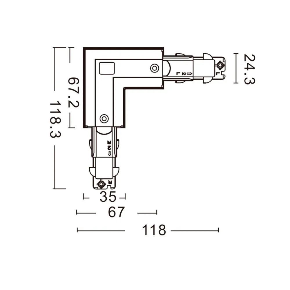 Support GPS moto Type L connecteur latéral gauche pour rail DALI triphasé