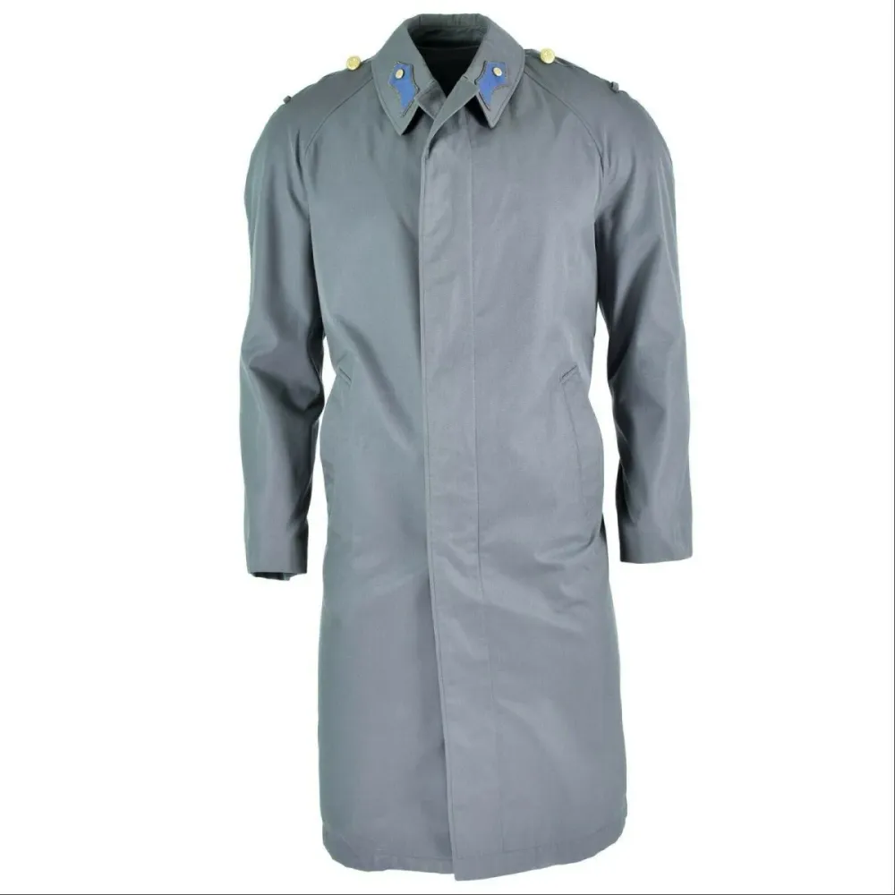 Véritable manteau de l'armée autrichienne, trench-coat militaire, veste longue grise pour toutes saisons