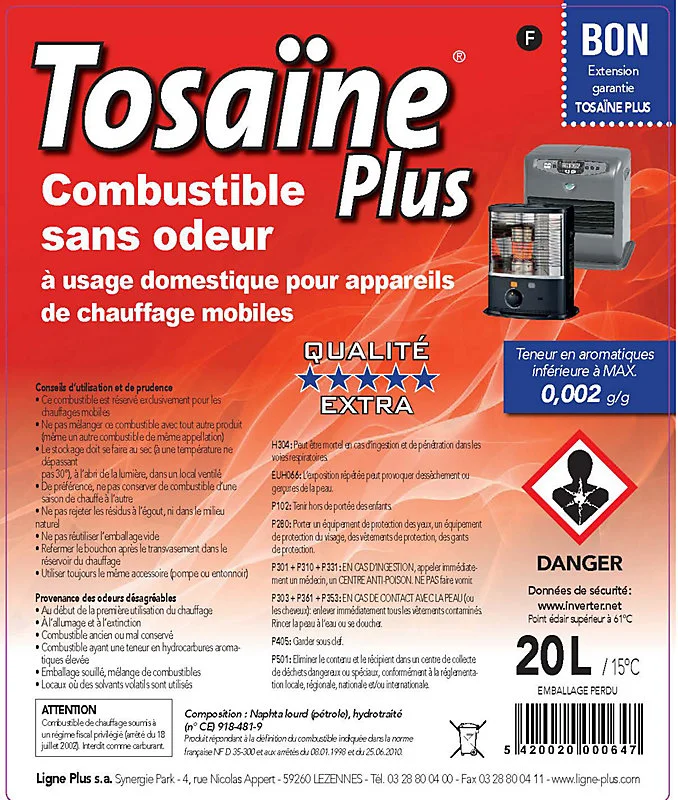 Huile Lourde Certifiée Combustible liquide pour poêle à pétrole Tosaïne Plus 20L