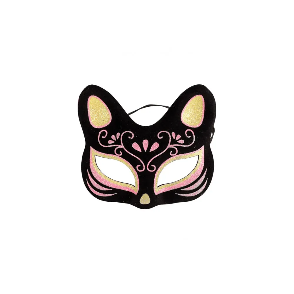 Masque chat fluo mi-visage – Accessoire Halloween Alpha55