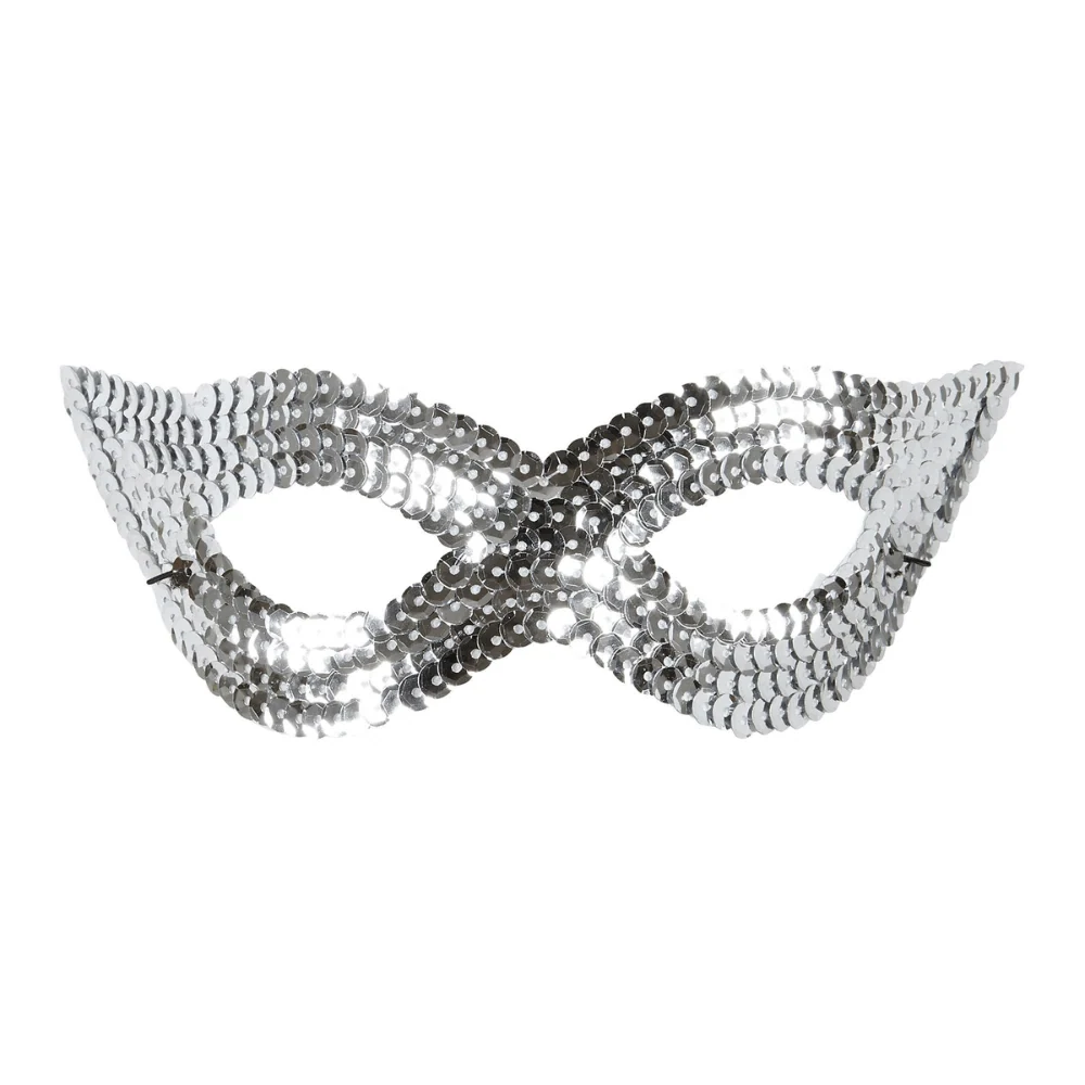 Masque Loup à Sequins Argent – Scintillant & Élégant