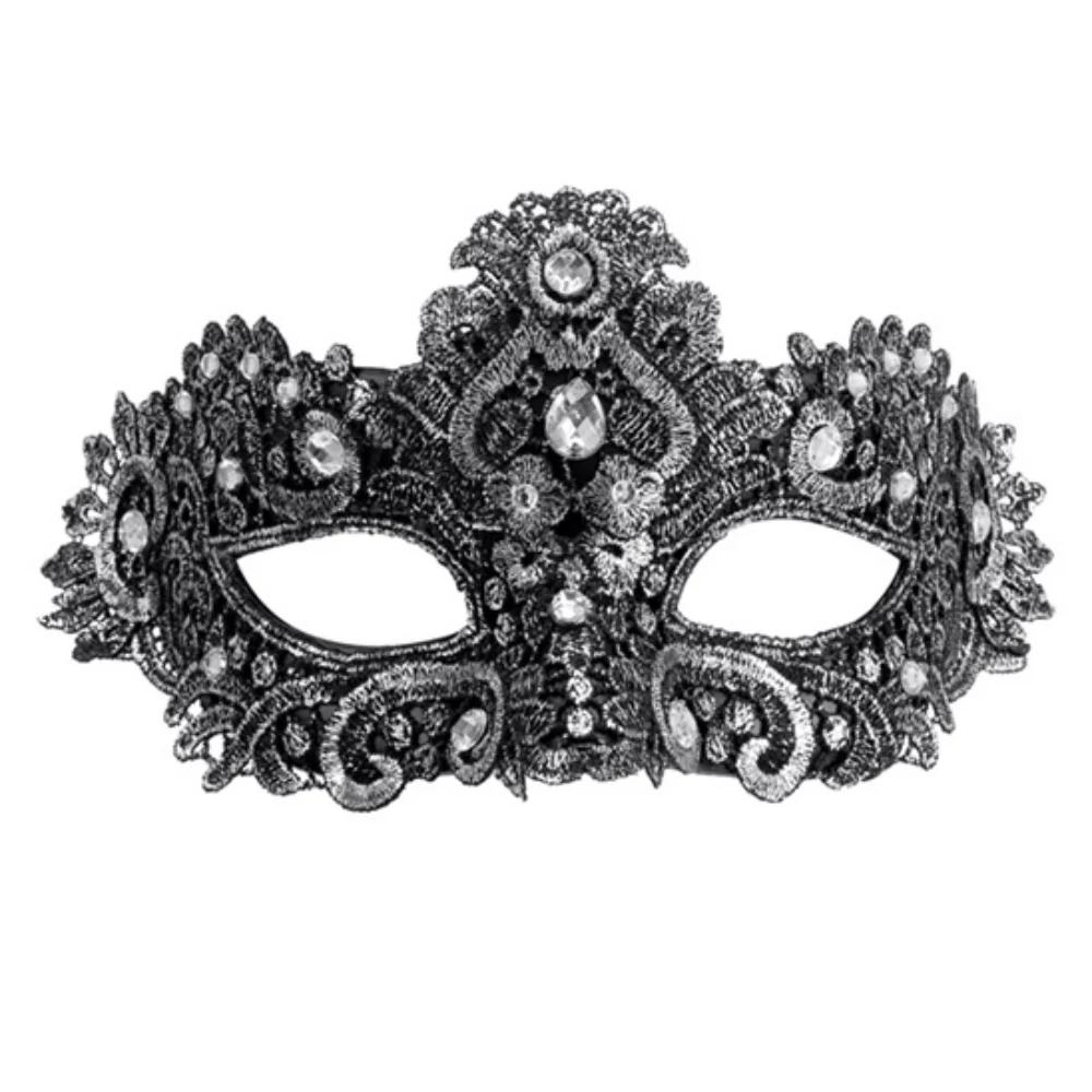 Masque Vénitien Dentelle Strass Argenté – Chic & Raffiné