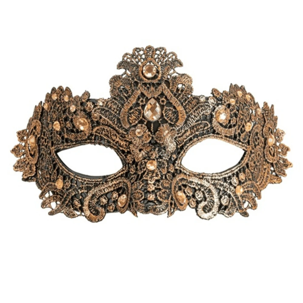 Masque Vénitien Dentelle Strass Cuivre étain – Élégant & Mystérieux