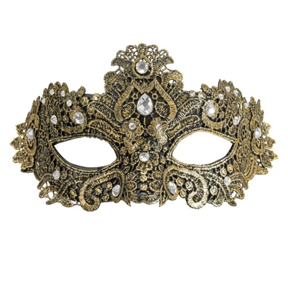 Masque Vénitien Dentelle Strass Doré – Chic & Scintillant