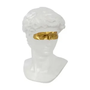 Objet décoratif Statue Tête de David en résine blanche avec masque doré H 24 cm