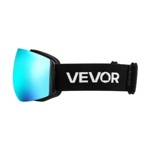 Frameless Ski Goggles Blue Revo Spherical Lens OTG Anti-Fog Men, Women & Youth avec Revêtement imperméable