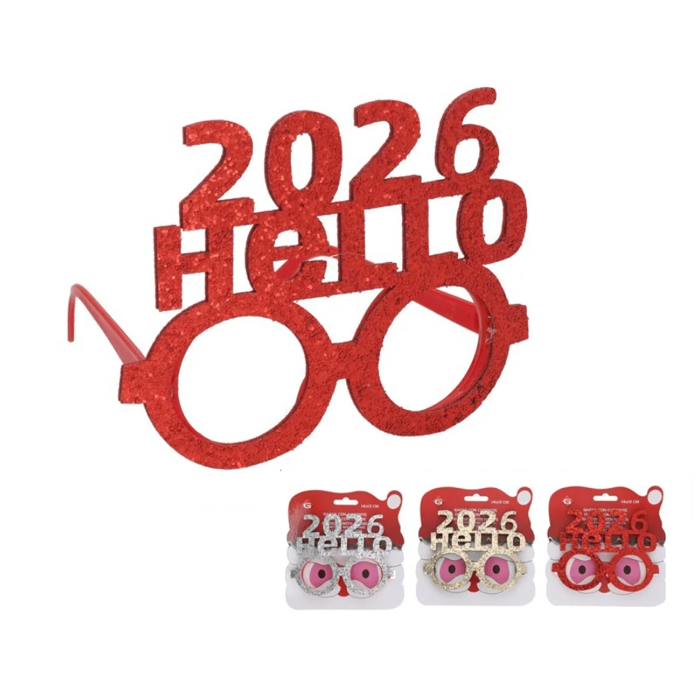 Protection Quad Lunettes Hello 2026 Paillettées – Accessoire Festif