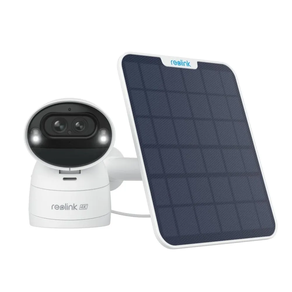 Reolink Argus Track - Caméra solaire Wi-fi 4K 8MP, double objectif 360° - Suivi de mouvement et zoom automatique