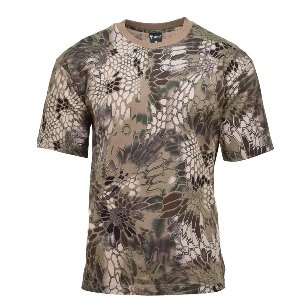 Protection thermique T-shirt militaire américain de marque MFH, sous-vêtement à manches courtes, motif camouflage serpent FG