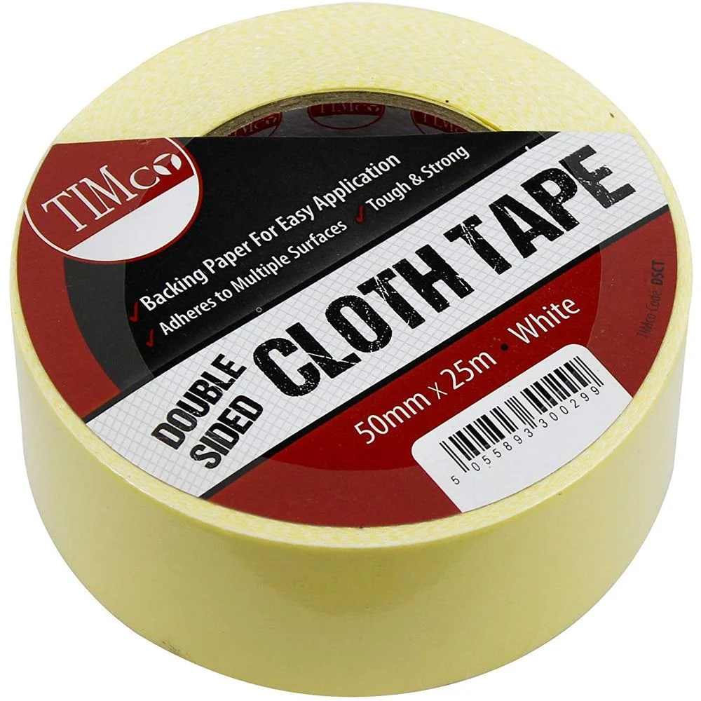 Timco DSCT Jumeau Sided White Cloth Tape 25m x 50mm