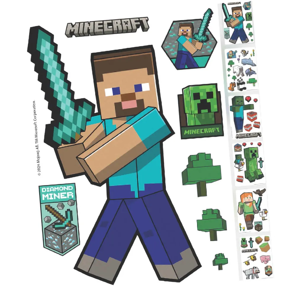 Wandtattoos 'Minecaft' Sticker Minecraft-Charakter - Selbtklebende Vinylfolie Kit de fixation inclus