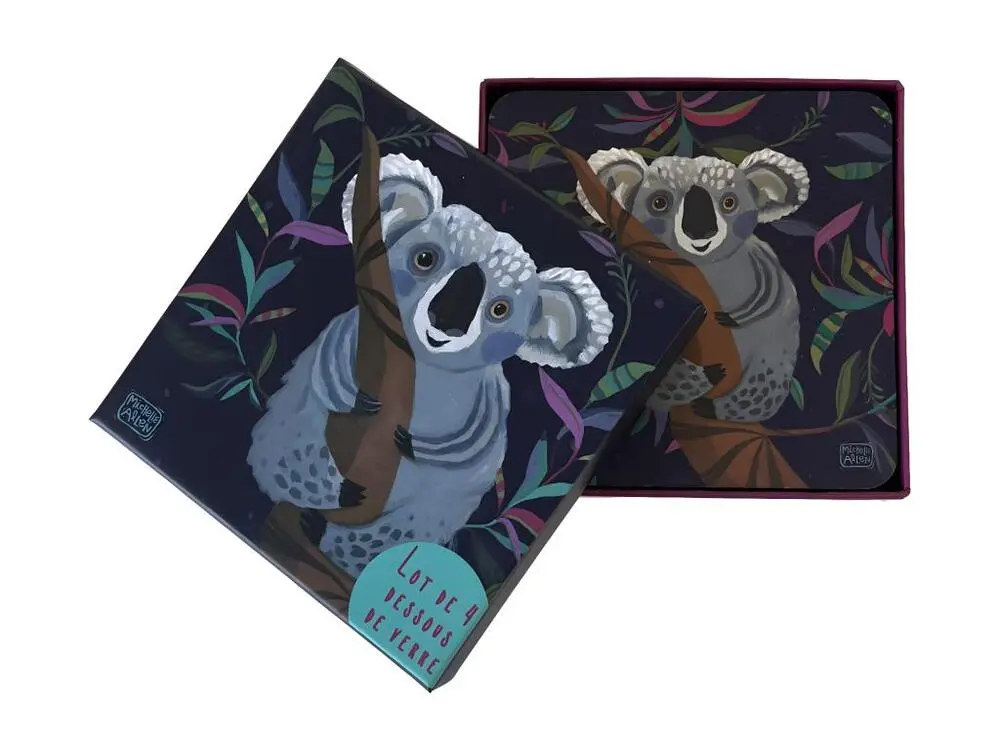 Boite de 4 sous verres Koala avec carnet d'entretien