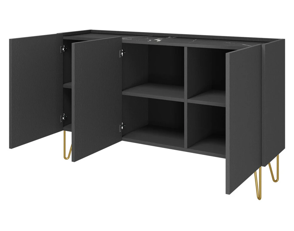 Cali - buffet bas - effet marbre - 144 cm avec carnet d'entretien