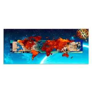 Haute Performance Tableau planisphère de feu - 140 x 45 cm