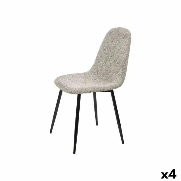 Lot de 4 Chaises Tissu Molletonné Gris Évident et Noir