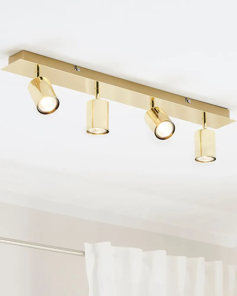 Plafonnier à 4 lampes or TIGRIS avec kit de protection
