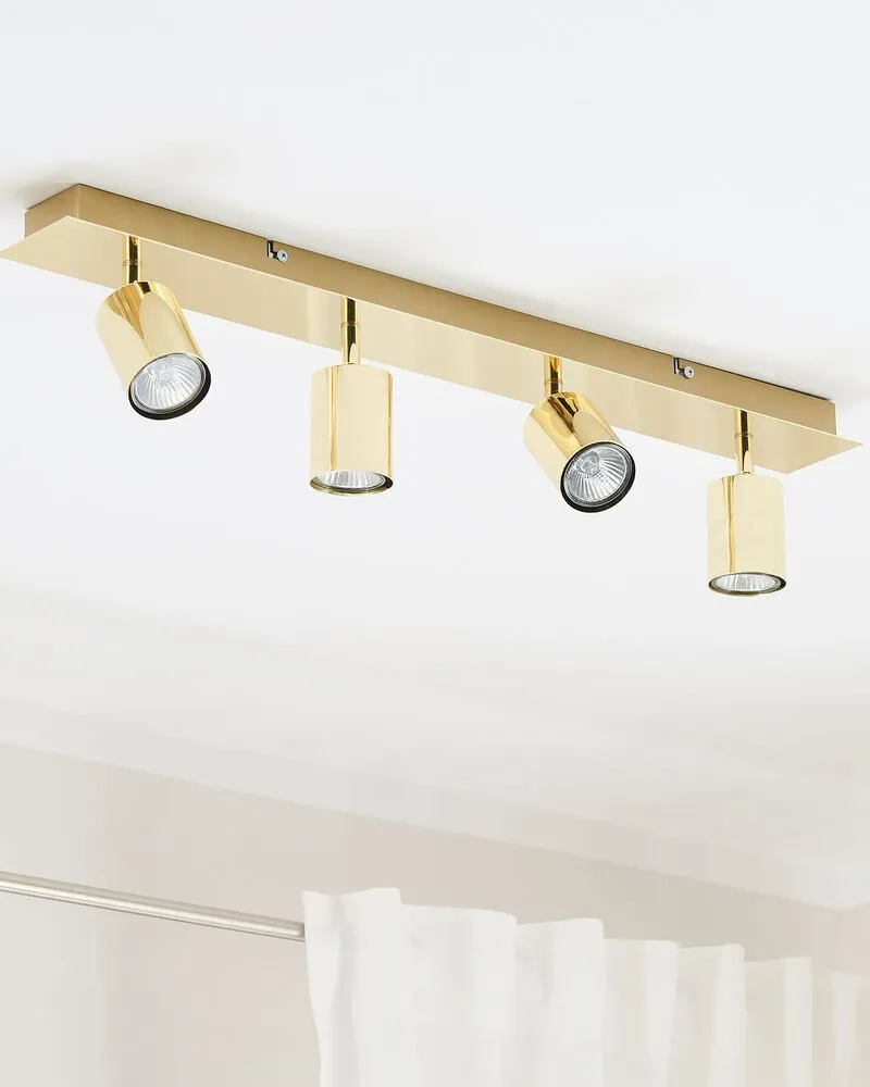 Plafonnier à 4 lampes or TIGRIS avec kit de protection