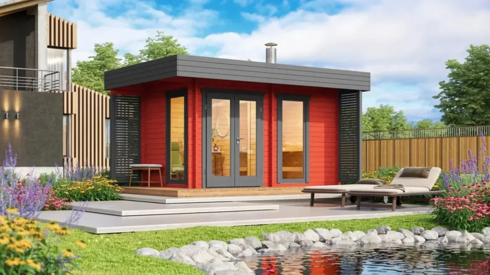 Reval - log outdoor sauna 4 people avec top case