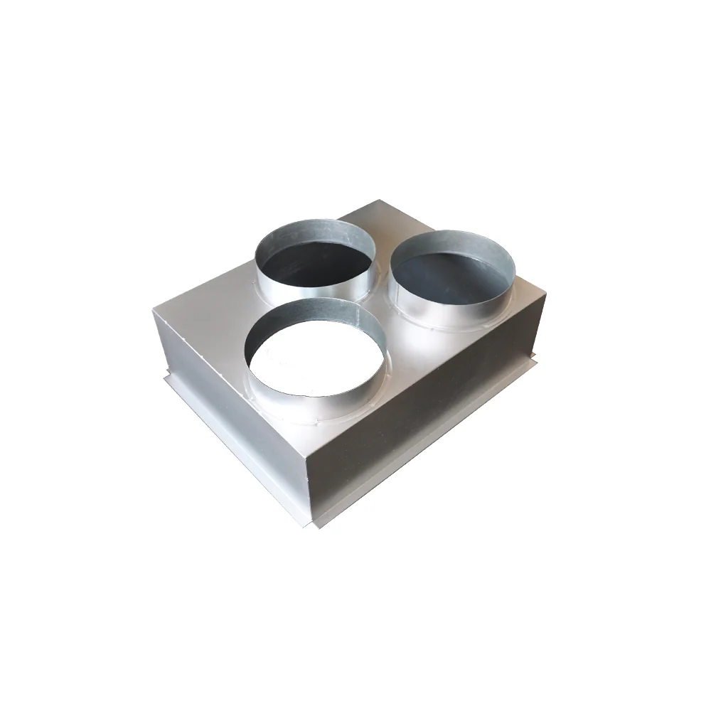 Purgeur d'air Plénum grille reprise galvanisé 500x400 mm avec 3 piquages arrières Ø 200