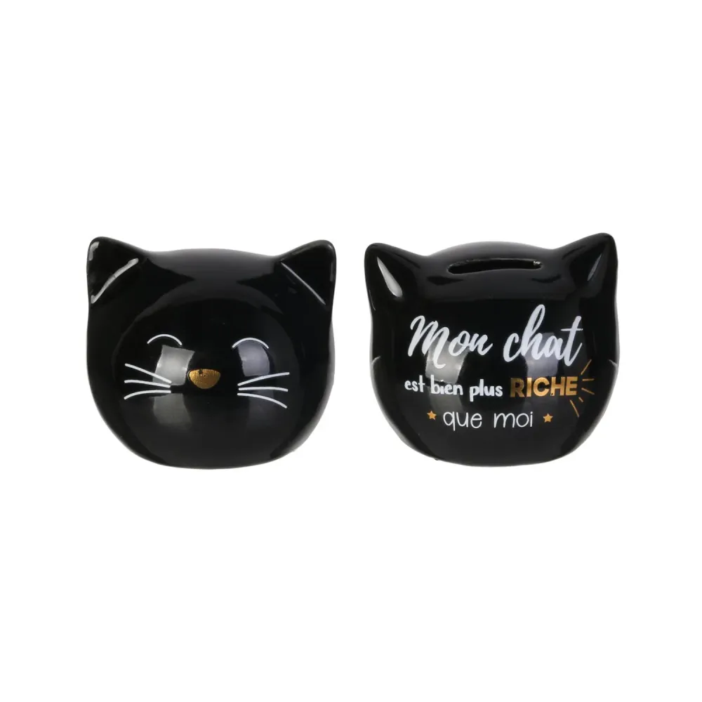 MINI TIRELIRE CHAT NOIR