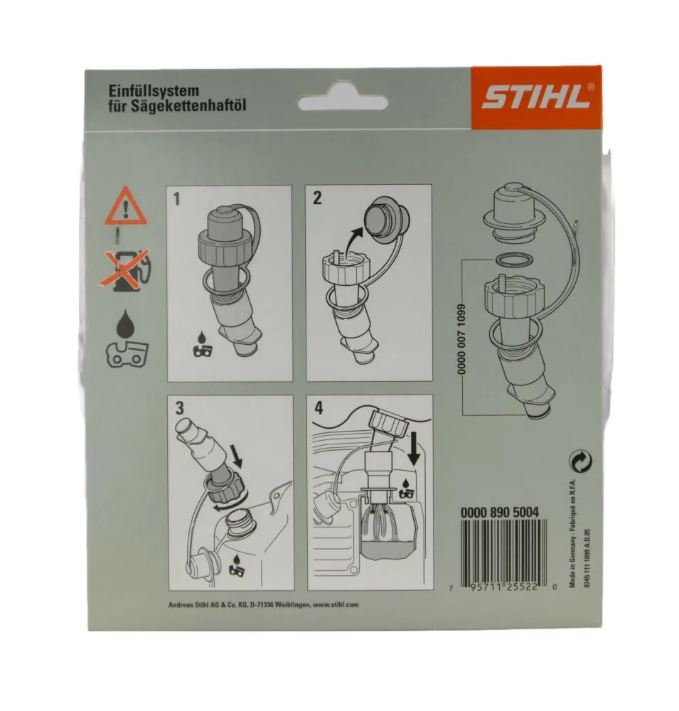 STIHL Système de remplissage d’huile de chaîne avec 3 filtres inclus