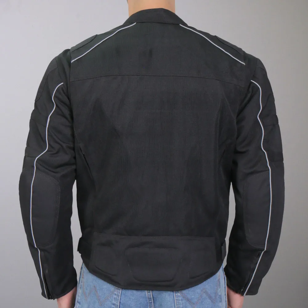 Chaud Leathers JKM1024 Men’s Black All Weather Armored Biker Nylon Motorcycle Jacket Concealed Carry Pocket