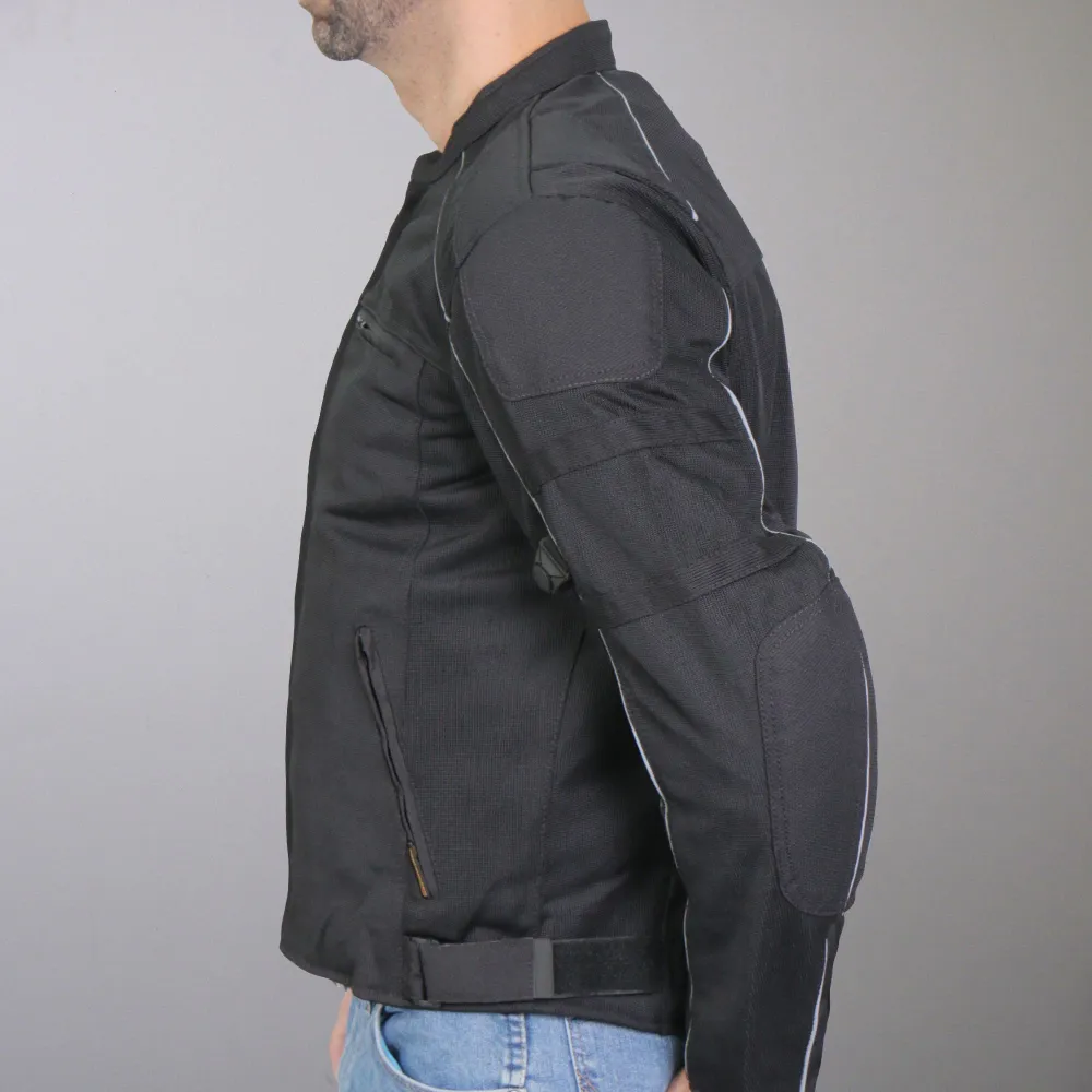Chaud Leathers JKM1024 Men’s Black All Weather Armored Biker Nylon Motorcycle Jacket Concealed Carry Pocket