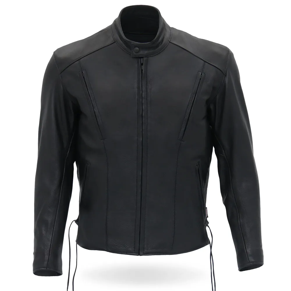 Chaud Leathers JKM5002 Men's USA Made Vented Premium Leather Motorcycle Biker Jacket Side Lace
