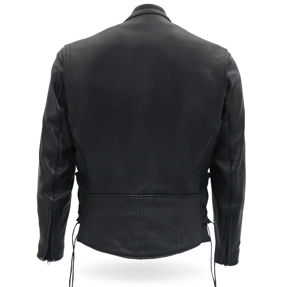 Chaud Leathers JKM5002 Men's USA Made Vented Premium Leather Motorcycle Biker Jacket Side Lace