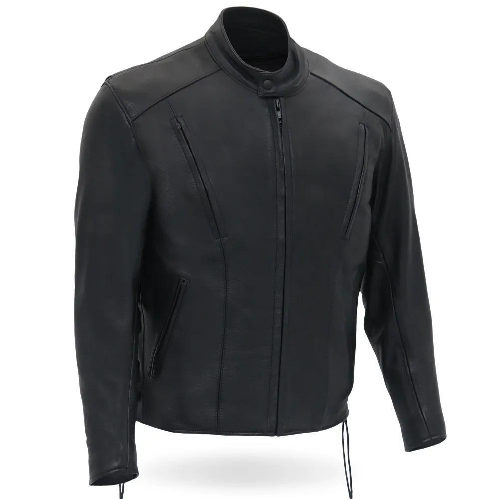 Chaud Leathers JKM5002 Men's USA Made Vented Premium Leather Motorcycle Biker Jacket Side Lace