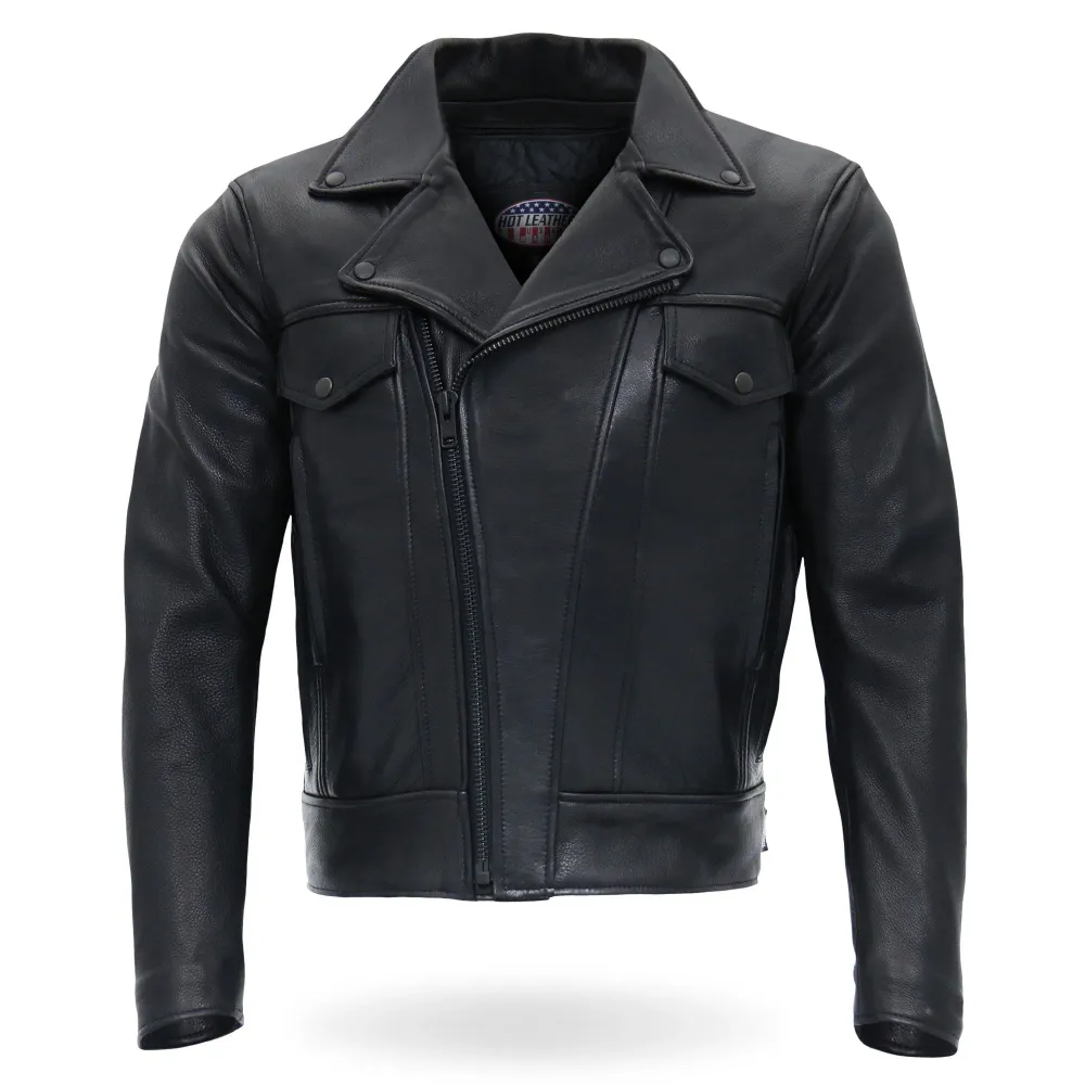 Chaud Leathers JKM5008 Men's USA Made Black Premium Leather vented Motorcycle Biker Jacket